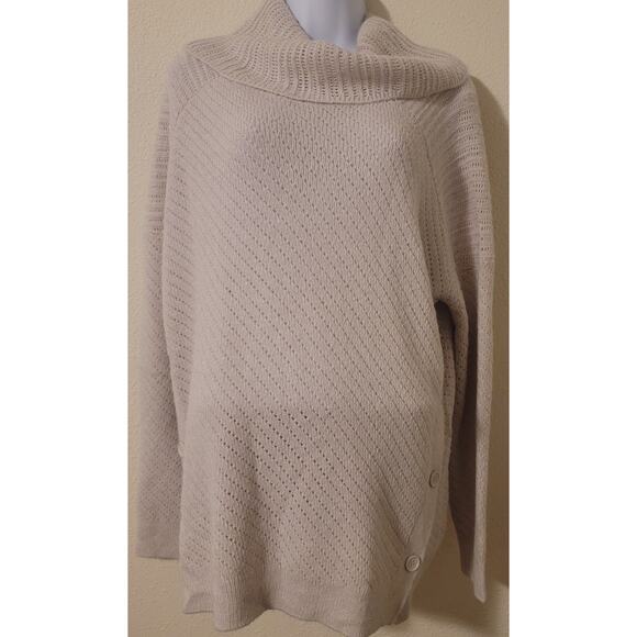Lucky Brand Off White Alyssa Cowl Neck Side Button Womens Sweater XL Mohair Wool - Picture 1 of 5
